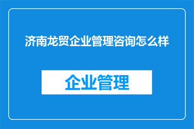 济南龙贸企业管理咨询怎么样
